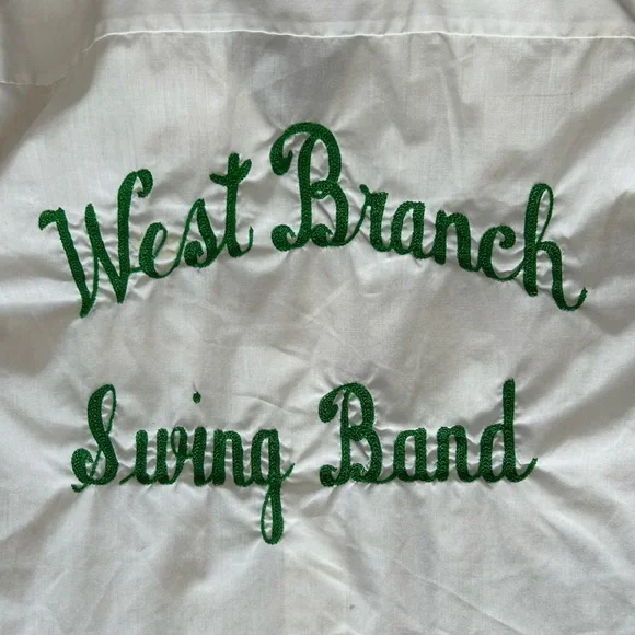 Vintage Embroidered Swing Band Short Sleeve Button Up Shirt size M/L - Picture 5 of 11